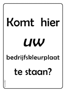 Uw bedrijfskleurplaat?