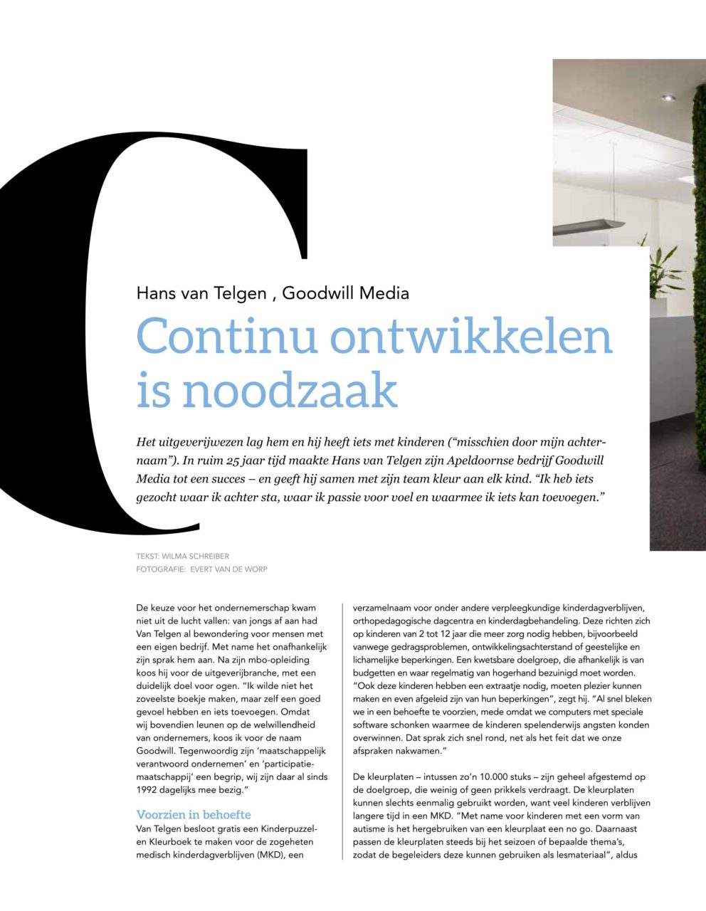 Linkerpagina met het interview van Hans van Telgen in Driestedenbusiness