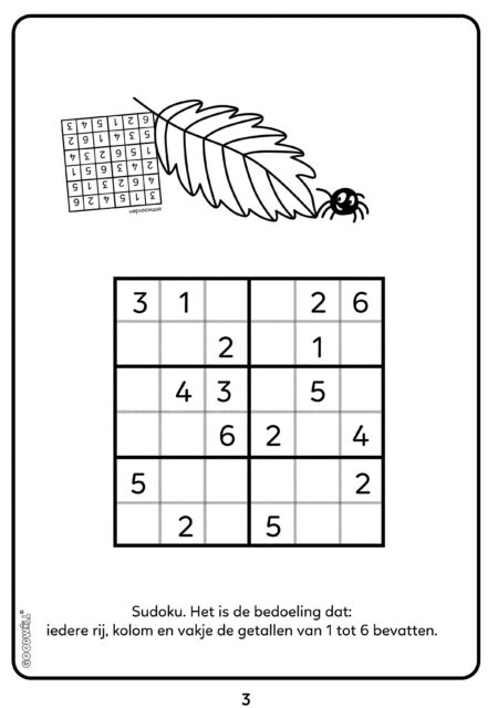 Voorbeeld Sudoku uit Goodwill's Puzzel- en Kleurboek